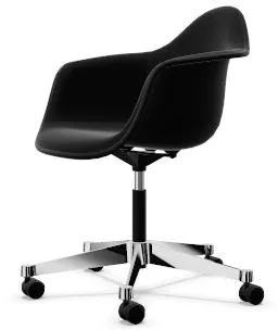 Vitra Eames Plastic PACC Kontorstol med Swivel Fuldt Polstret Sort/Hoopsak F60